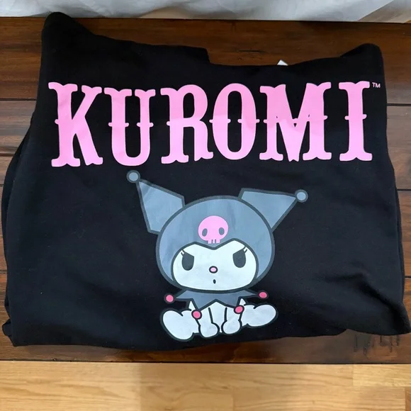 Kuromi Hoodie Plush Ear Sanrio Cosplay Kawaii Anime Black Hoodie Pullover S NWT - Picture 6 of 9
